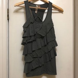 Dark Grey Ruffle Racerback Tank